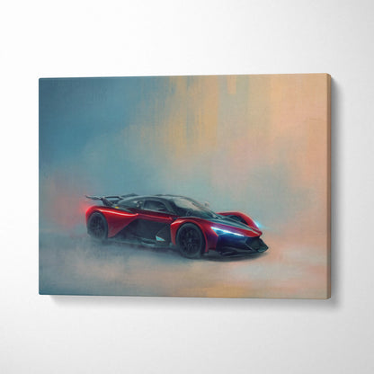 Red and black futuristic zenvo aurora agil inspired sports car painting on canvas premium automotive wall decor