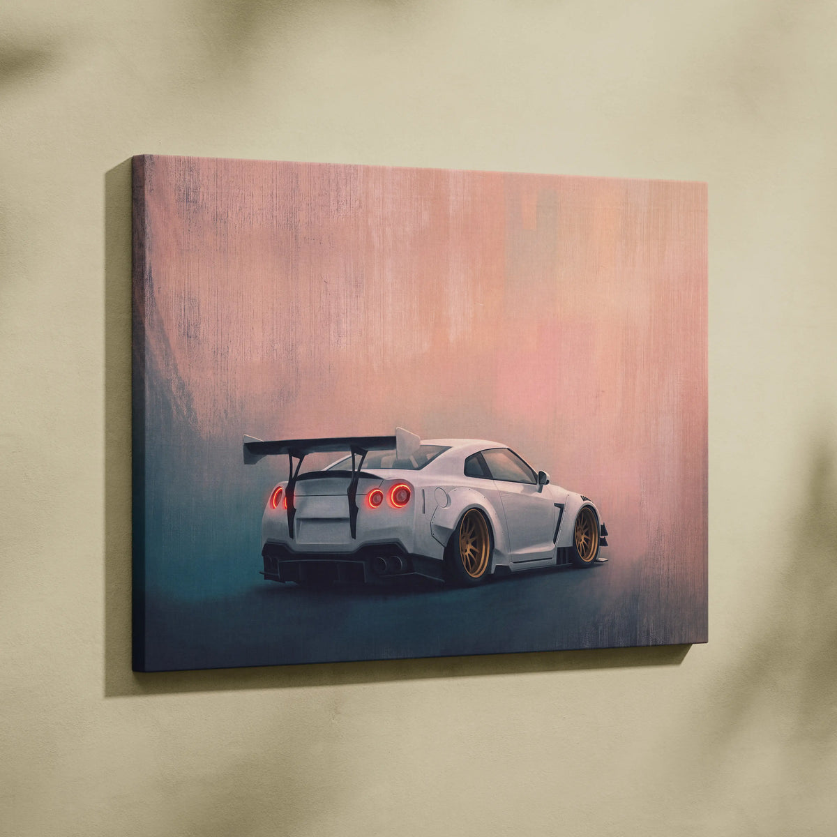 Nissan GT-R R35 Inspired Car Wall Art - White Widebody Supercar Canvas Painting