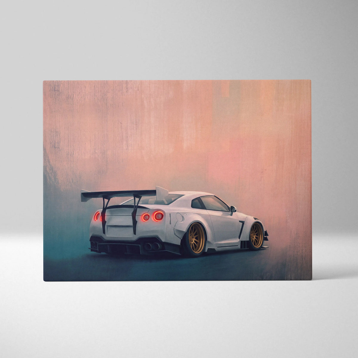 Nissan GT-R R35 Inspired Car Wall Art - White Widebody Supercar Canvas Painting