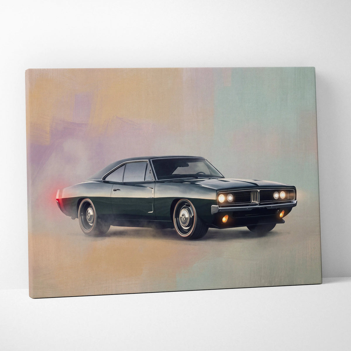 Dodge Charger Inspired Automotive Canvas Art, Classic American Muscle Car Wall Decor for Bedroom