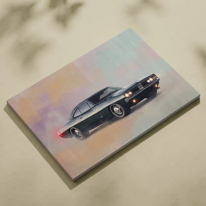 Dodge Charger Inspired Automotive Canvas Art, Classic American Muscle Car Wall Decor for Bedroom