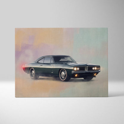 Dodge Charger Inspired Automotive Canvas Art, Classic American Muscle Car Wall Decor for Bedroom