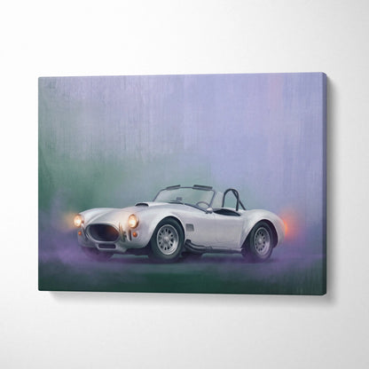 AC Shelby Cobra Inspired Automotive Wall Art, Classic Roadster Canvas Print for Living Room