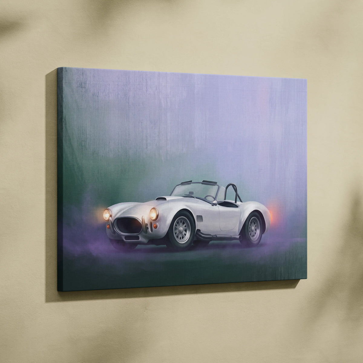AC Shelby Cobra Inspired Automotive Wall Art, Classic Roadster Canvas Print for Living Room
