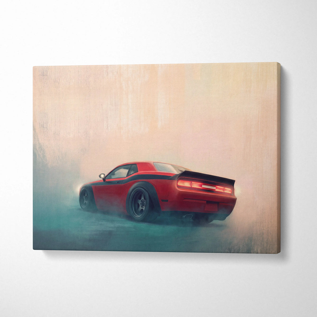 Dodge Challenger Inspired Automotive Canvas Art, Widebody Muscle Car Decor for Bedroom