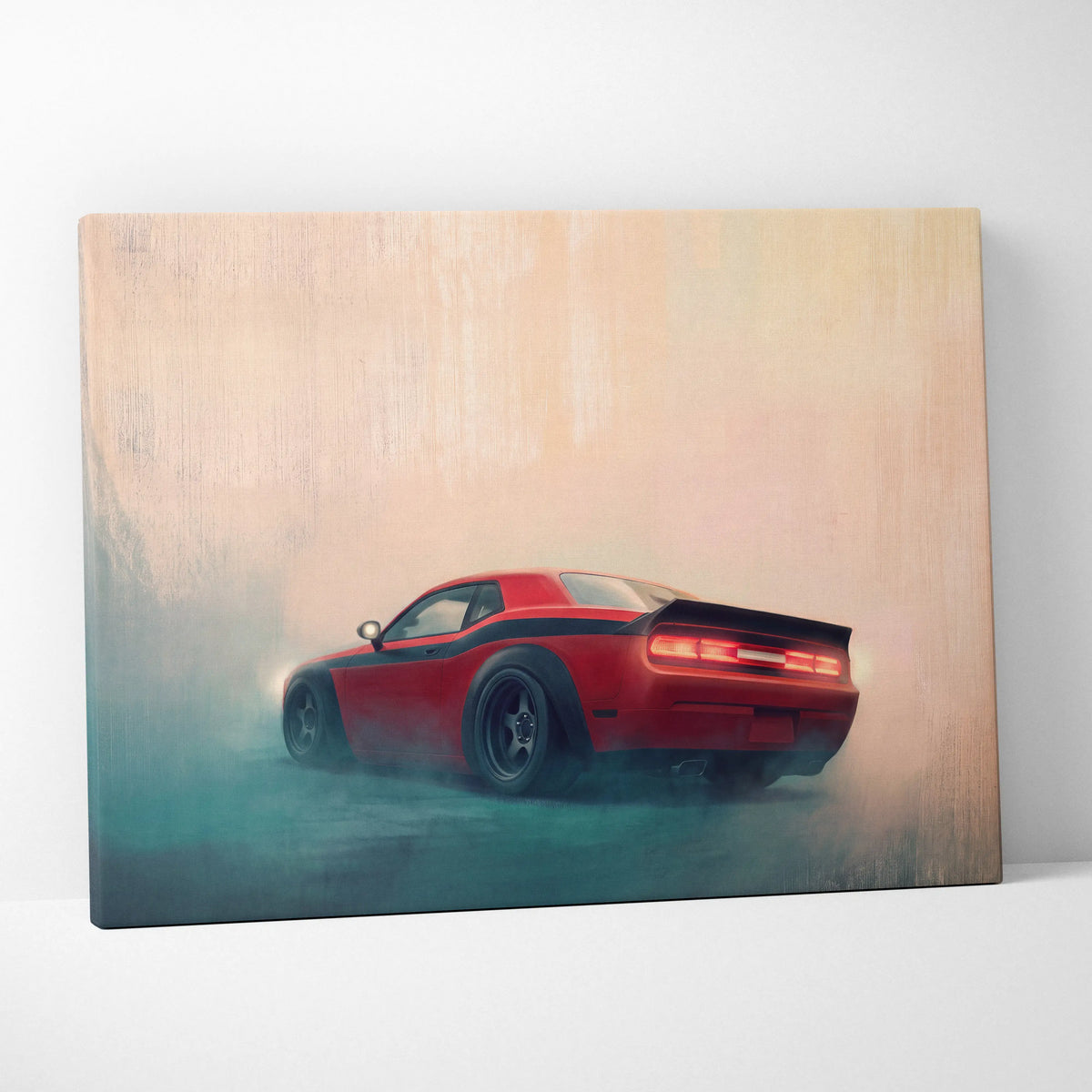 Dodge Challenger Inspired Automotive Canvas Art, Widebody Muscle Car Decor for Bedroom