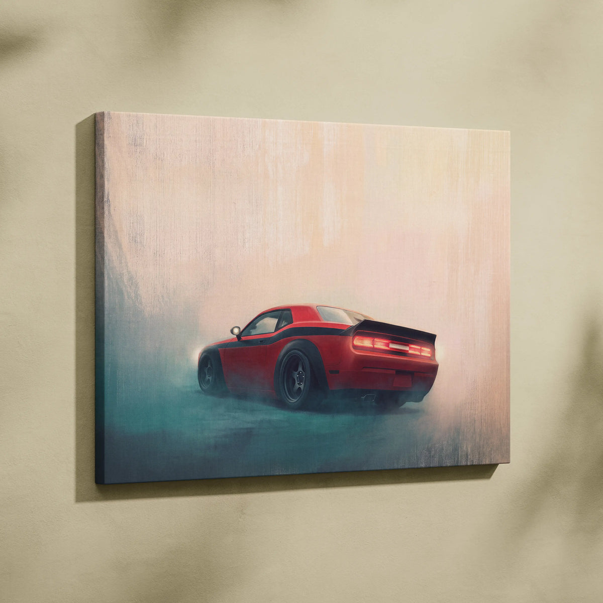 Dodge Challenger Inspired Automotive Canvas Art, Widebody Muscle Car Decor for Bedroom