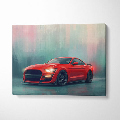 Ford Mustang Inspired Canvas Art, Modern Performance Tuner Wall Painting for Garage Decor