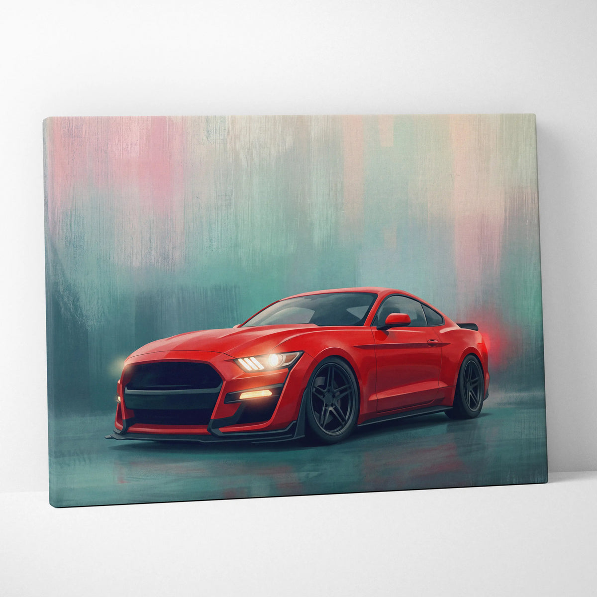 Ford Mustang Inspired Canvas Art, Modern Performance Tuner Wall Painting for Garage Decor