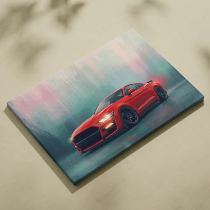 Ford Mustang Inspired Canvas Art, Modern Performance Tuner Wall Painting for Garage Decor