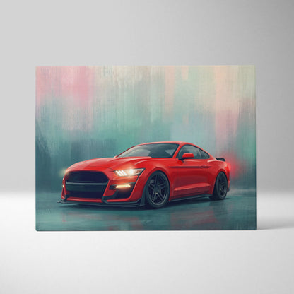 Ford Mustang Inspired Canvas Art, Modern Performance Tuner Wall Painting for Garage Decor