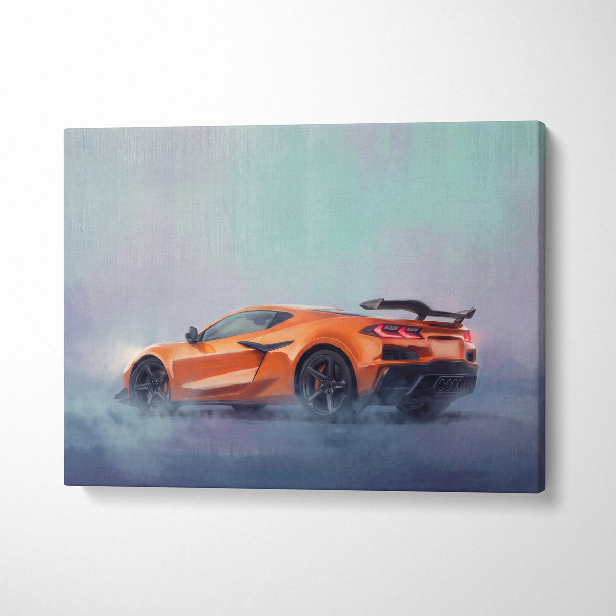 Chevrolet Corvette C8 Inspired Automotive Wall Art, Supercar Canvas Print for Living Room