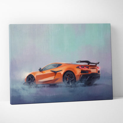 Chevrolet Corvette C8 Inspired Automotive Wall Art, Supercar Canvas Print for Living Room