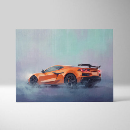 Chevrolet Corvette C8 Inspired Automotive Wall Art, Supercar Canvas Print for Living Room