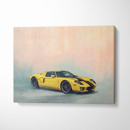 Ford GT Inspired Canvas Art, Racing Supercar Wall Painting for Garage Decor