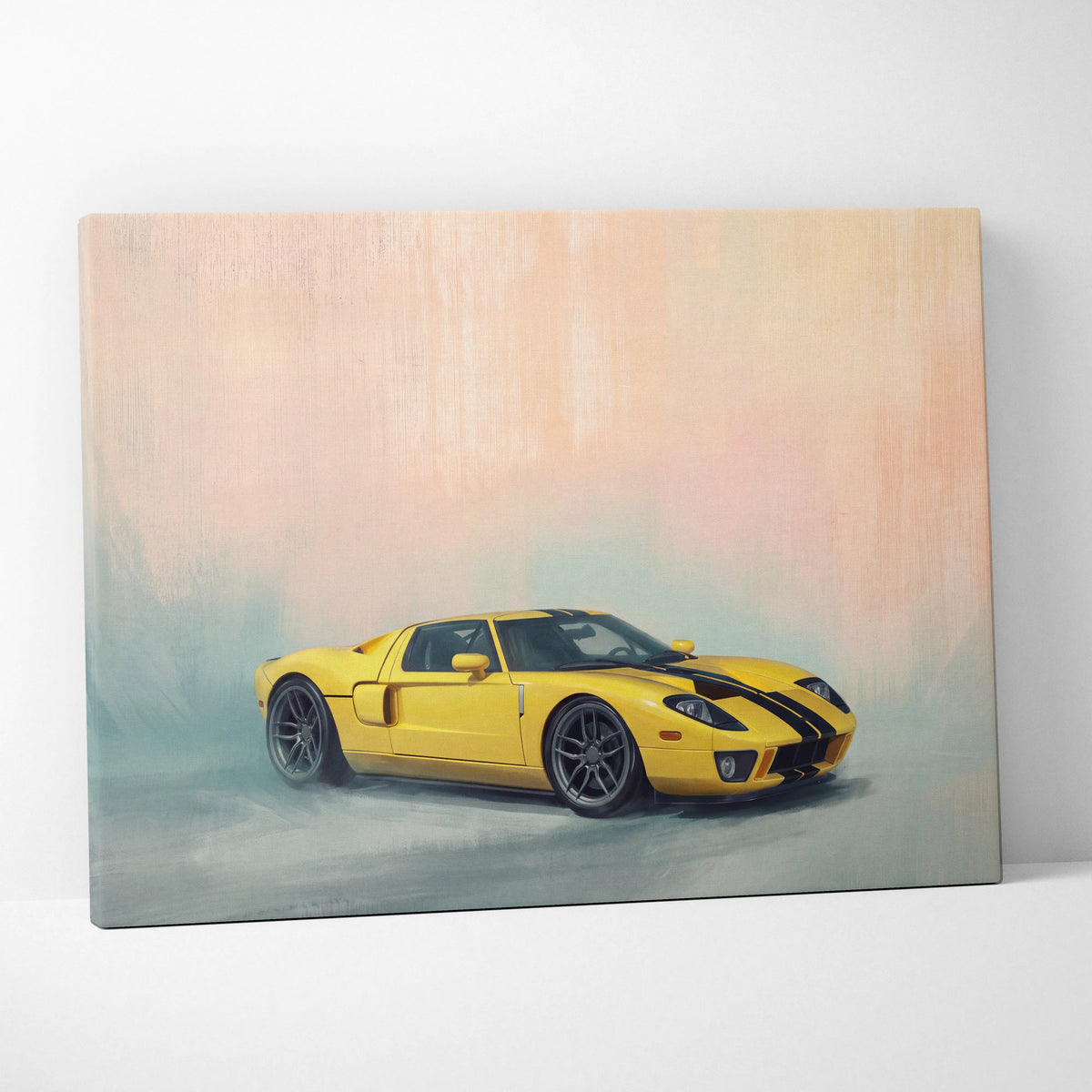 Ford GT Inspired Canvas Art, Racing Supercar Wall Painting for Garage Decor
