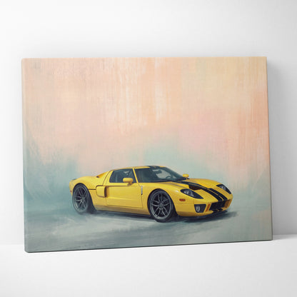 Ford GT Inspired Canvas Art, Racing Supercar Wall Painting for Garage Decor