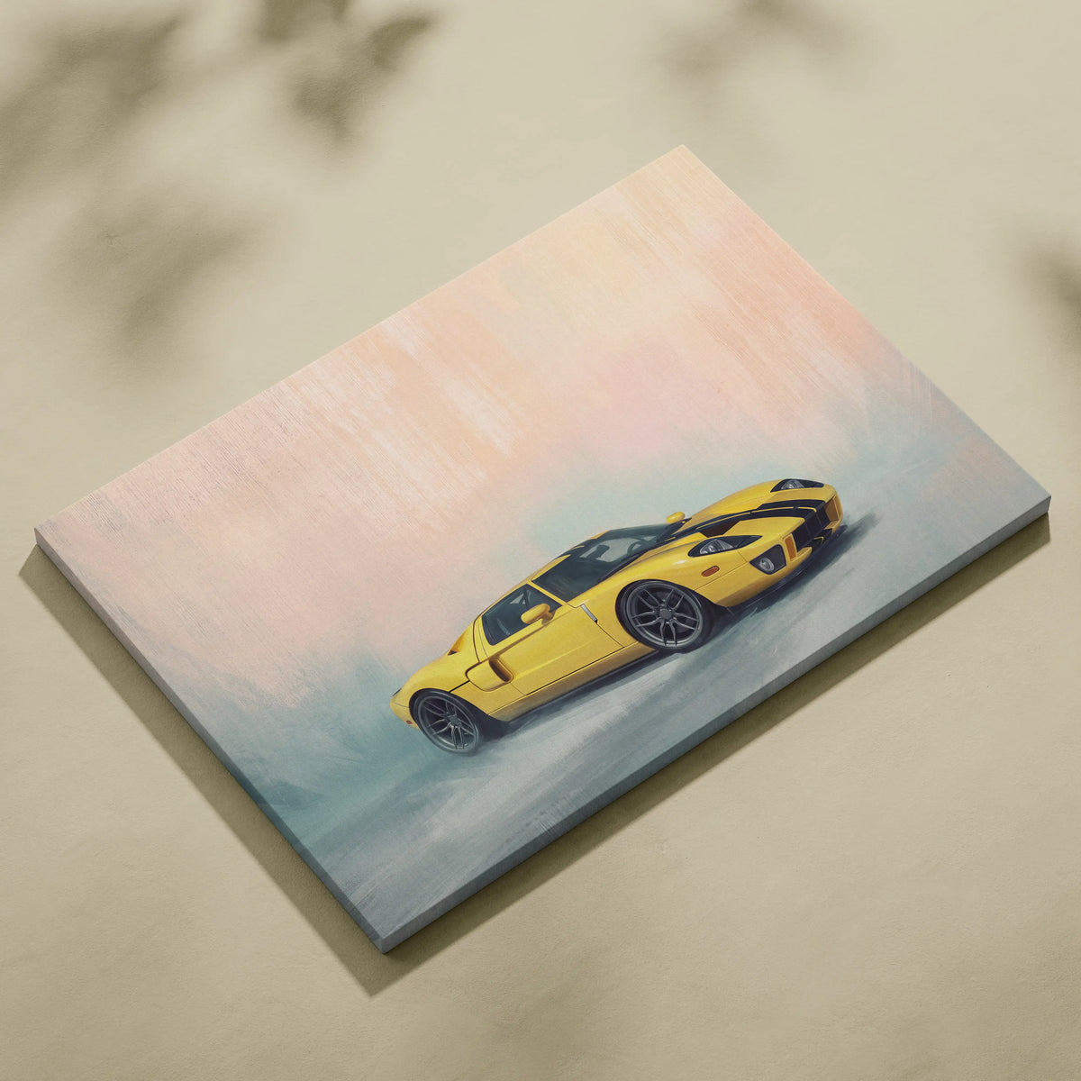 Ford GT Inspired Canvas Art, Racing Supercar Wall Painting for Garage Decor