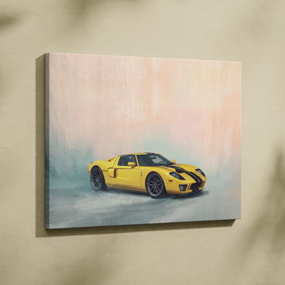 Ford GT Inspired Canvas Art, Racing Supercar Wall Painting for Garage Decor