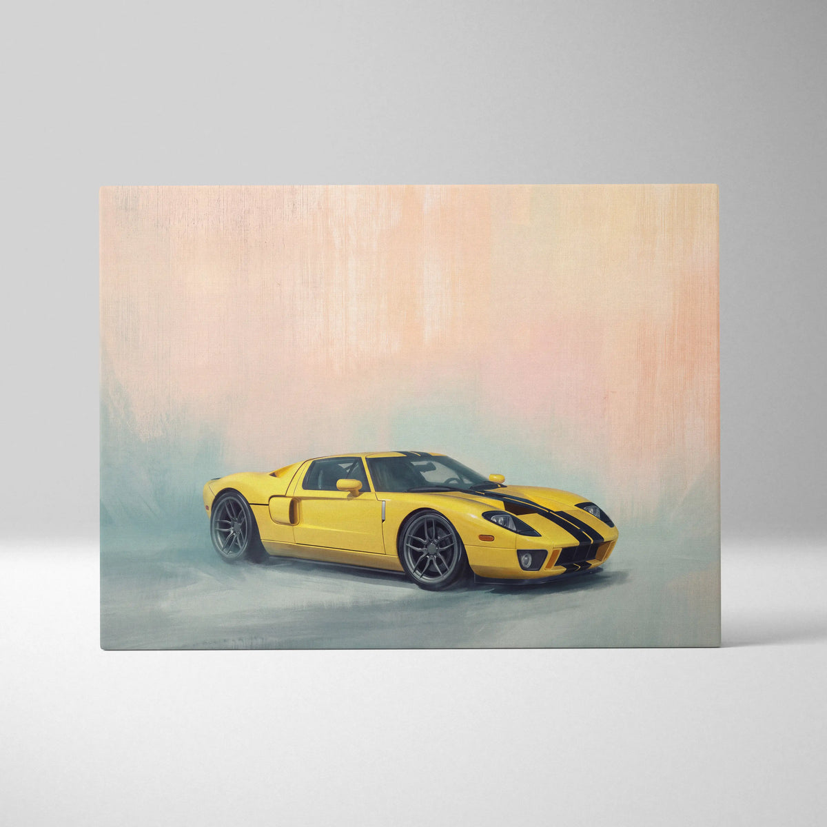 Ford GT Inspired Canvas Art, Racing Supercar Wall Painting for Garage Decor