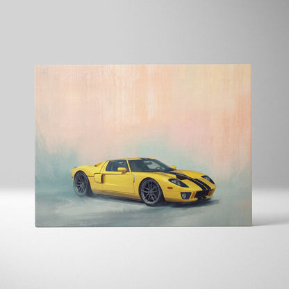 Ford GT Inspired Canvas Art, Racing Supercar Wall Painting for Garage Decor
