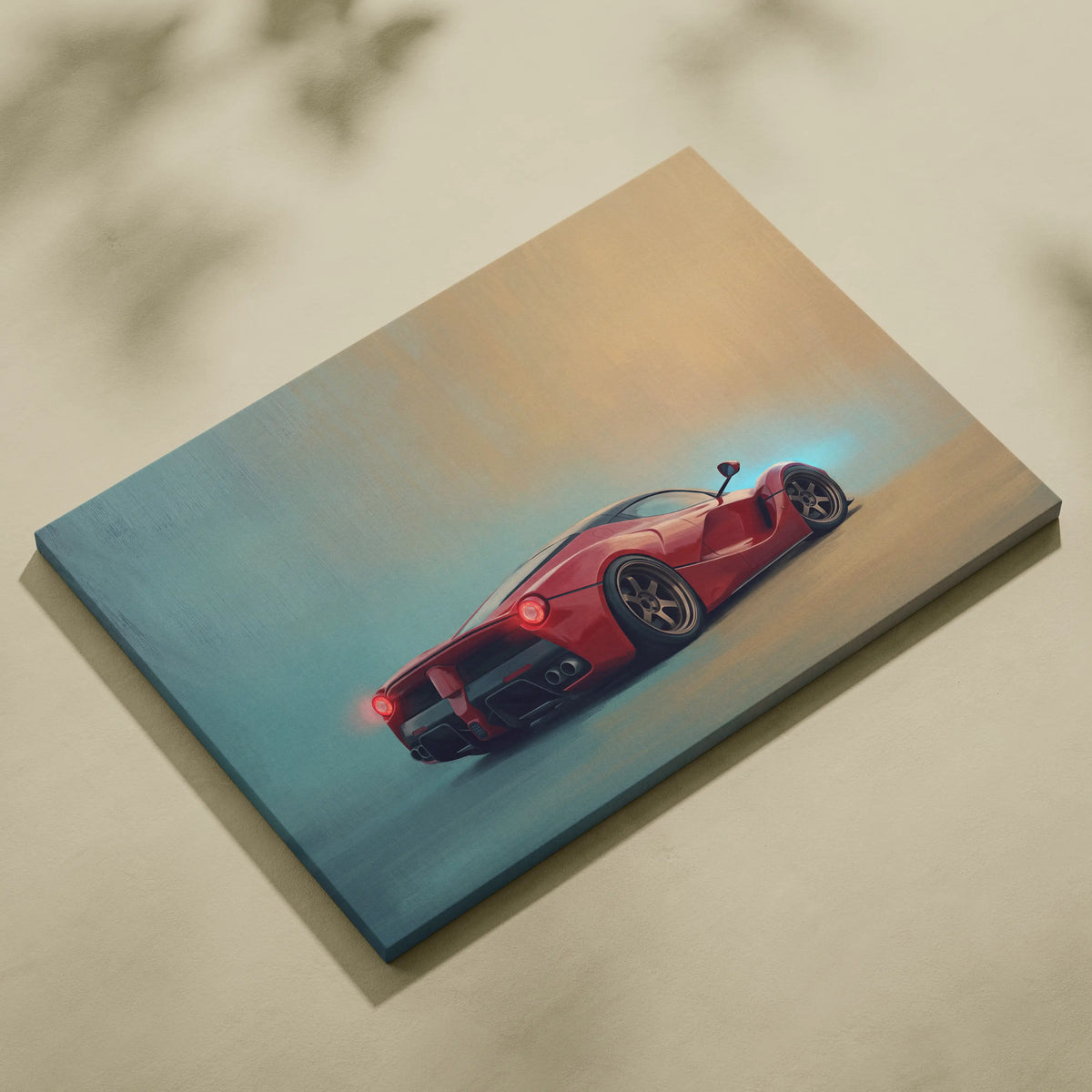 Red Ferrari LaFerrari luxury supercar canvas print automotive wall art perfect for stylish home or office decor