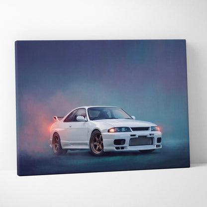 Nissan Skyline GT-R R33 Inspired Car Wall Art - Japanese JDM Canvas Print for Bedroom Decor