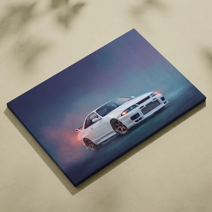 Nissan Skyline GT-R R33 Inspired Car Wall Art - Japanese JDM Canvas Print for Bedroom Decor