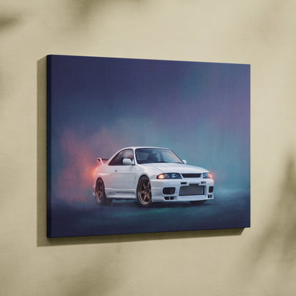 Nissan Skyline GT-R R33 Inspired Car Wall Art - Japanese JDM Canvas Print for Bedroom Decor