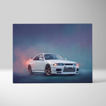 Nissan Skyline GT-R R33 Inspired Car Wall Art - Japanese JDM Canvas Print for Bedroom Decor