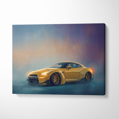 Nissan GT-R Inspired Automotive Wall Art, Supercar Canvas Print for Living Room Decor