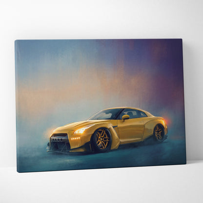 Nissan GT-R Inspired Automotive Wall Art, Supercar Canvas Print for Living Room Decor