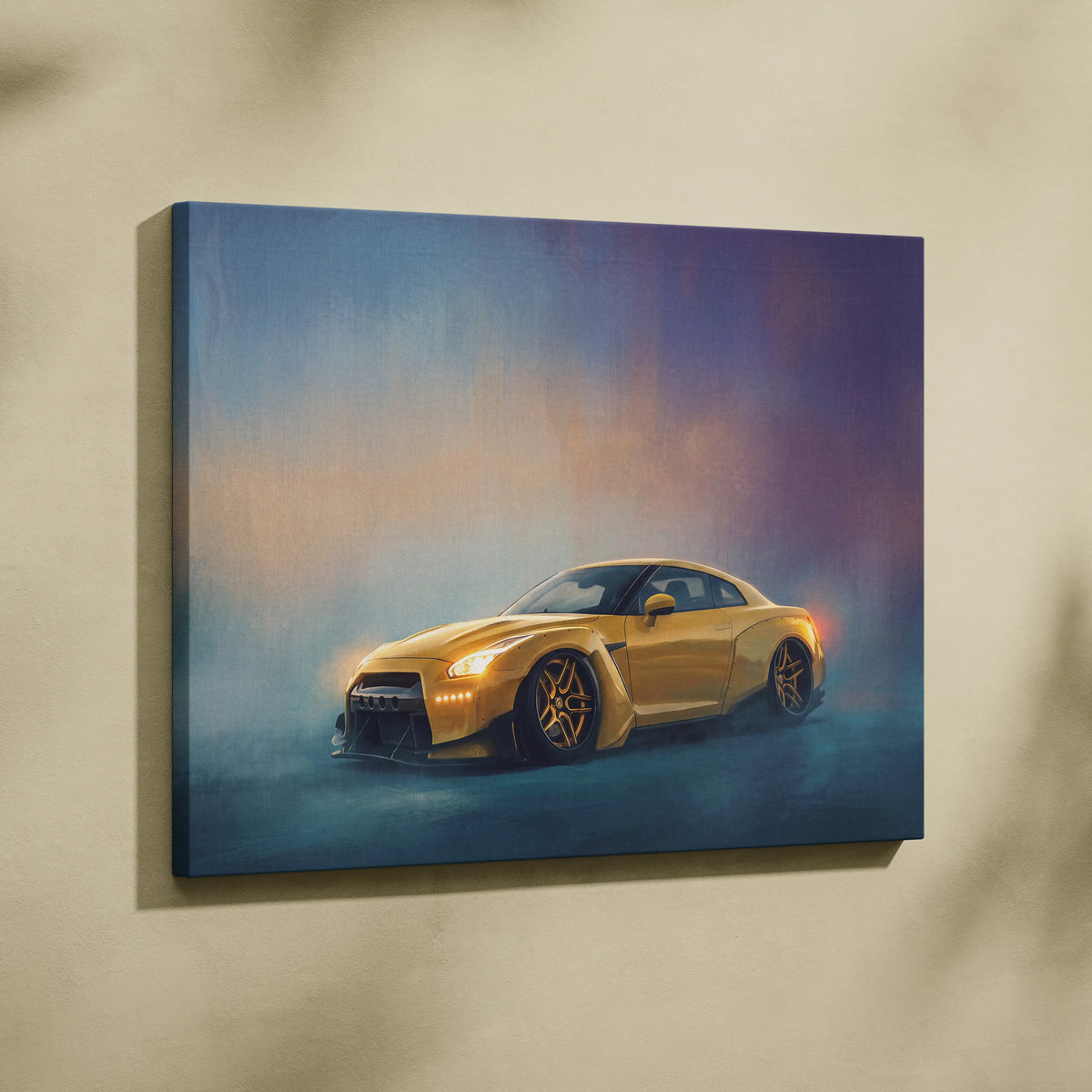 Nissan GT-R Inspired Automotive Wall Art, Supercar Canvas Print for Living Room Decor