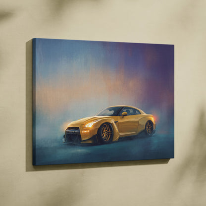 Nissan GT-R Inspired Automotive Wall Art, Supercar Canvas Print for Living Room Decor
