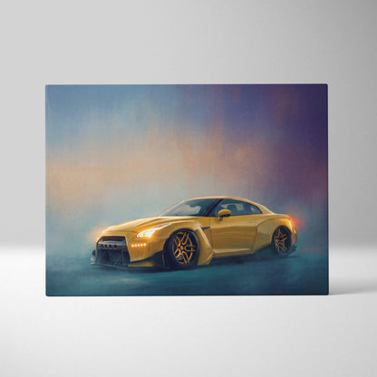 Nissan GT-R Inspired Automotive Wall Art, Supercar Canvas Print for Living Room Decor