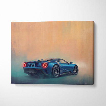 Ford GT Inspired Canvas Wall Art, Supercar Painting for Bedroom Decor
