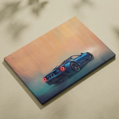 Ford GT Inspired Canvas Wall Art, Supercar Painting for Bedroom Decor