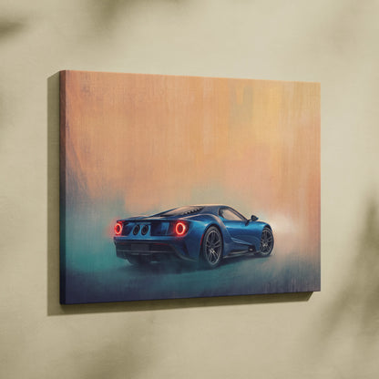 Ford GT Inspired Canvas Wall Art, Supercar Painting for Bedroom Decor