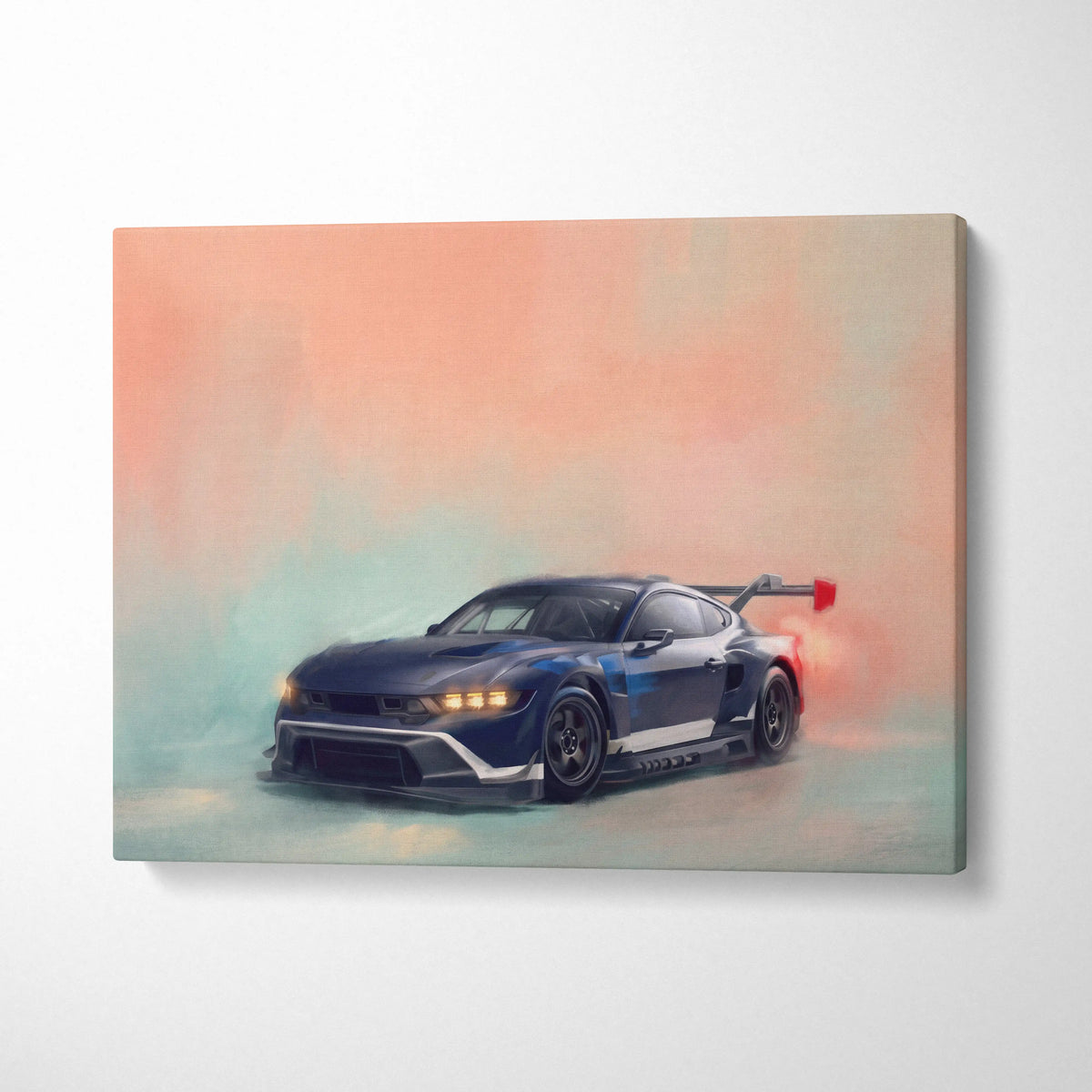 Ford Mustang GTD Inspired Automotive Wall Art, Track Racing Canvas Print for Living Room