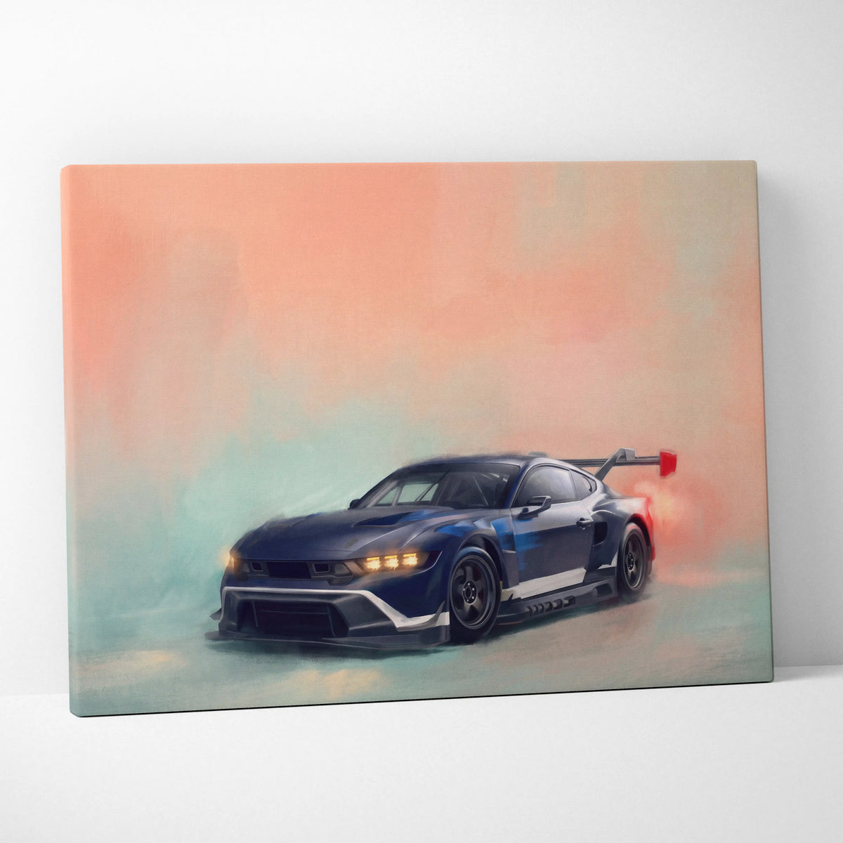 Ford Mustang GTD Inspired Automotive Wall Art, Track Racing Canvas Print for Living Room