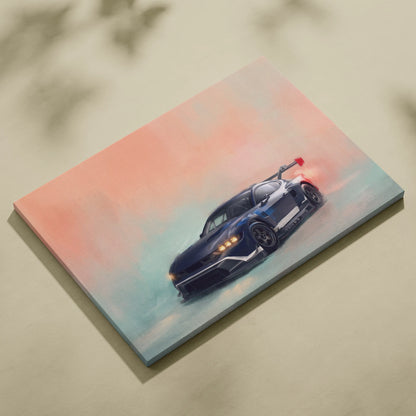 Ford Mustang GTD Inspired Automotive Wall Art, Track Racing Canvas Print for Living Room