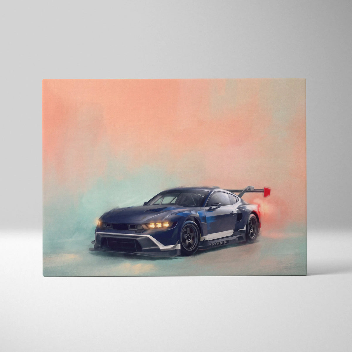 Ford Mustang GTD Inspired Automotive Wall Art, Track Racing Canvas Print for Living Room