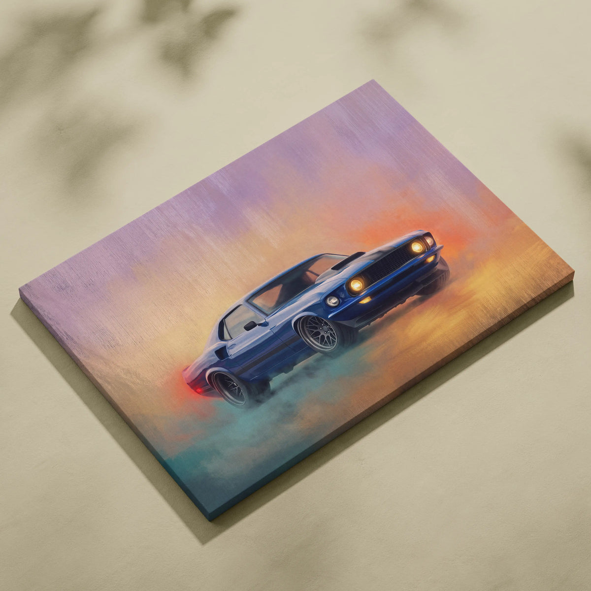 Ford Mustang Inspired Canvas Art, Classic Muscle Car Wall Painting for Garage Decor