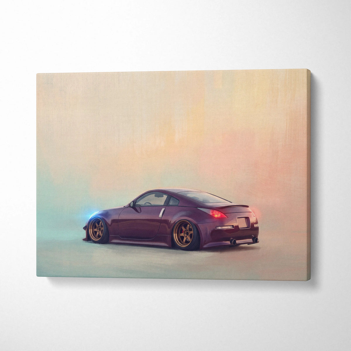 Nissan 350Z Inspired Canvas Print, Japanese Sports Car Wall Art for Bedroom Decor
