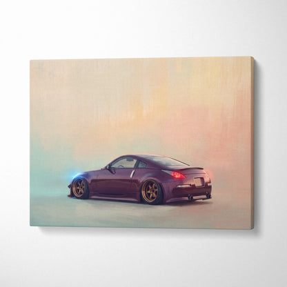 Nissan 350Z Inspired Canvas Print, Japanese Sports Car Wall Art for Bedroom Decor