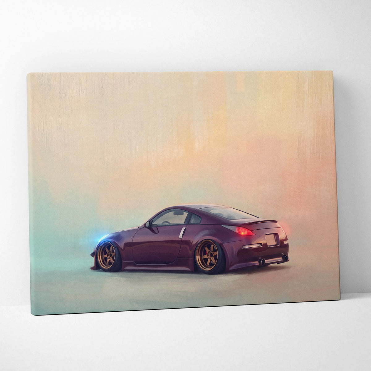 Nissan 350Z Inspired Canvas Print, Japanese Sports Car Wall Art for Bedroom Decor