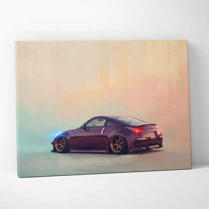 Nissan 350Z Inspired Canvas Print, Japanese Sports Car Wall Art for Bedroom Decor