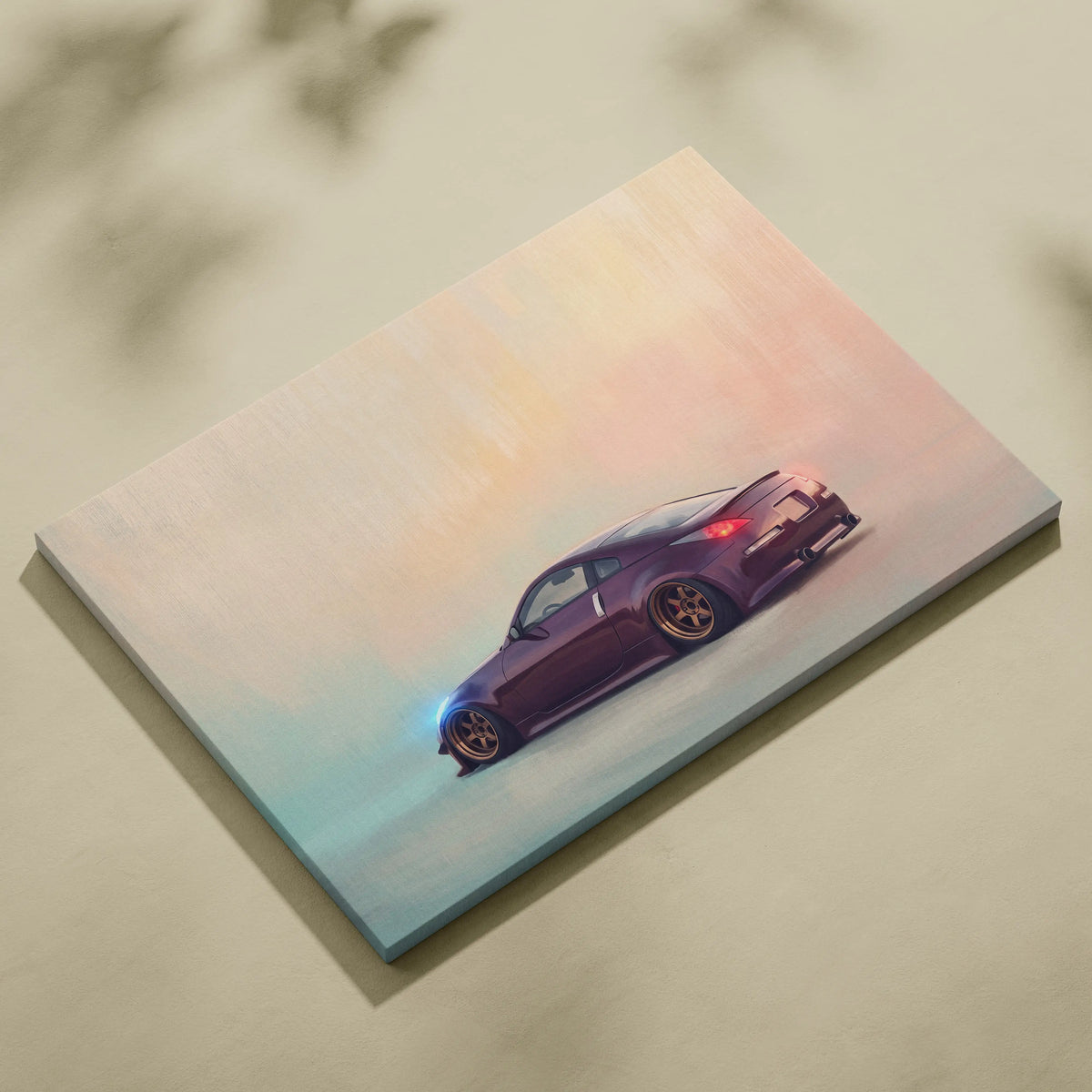 Nissan 350Z Inspired Canvas Print, Japanese Sports Car Wall Art for Bedroom Decor