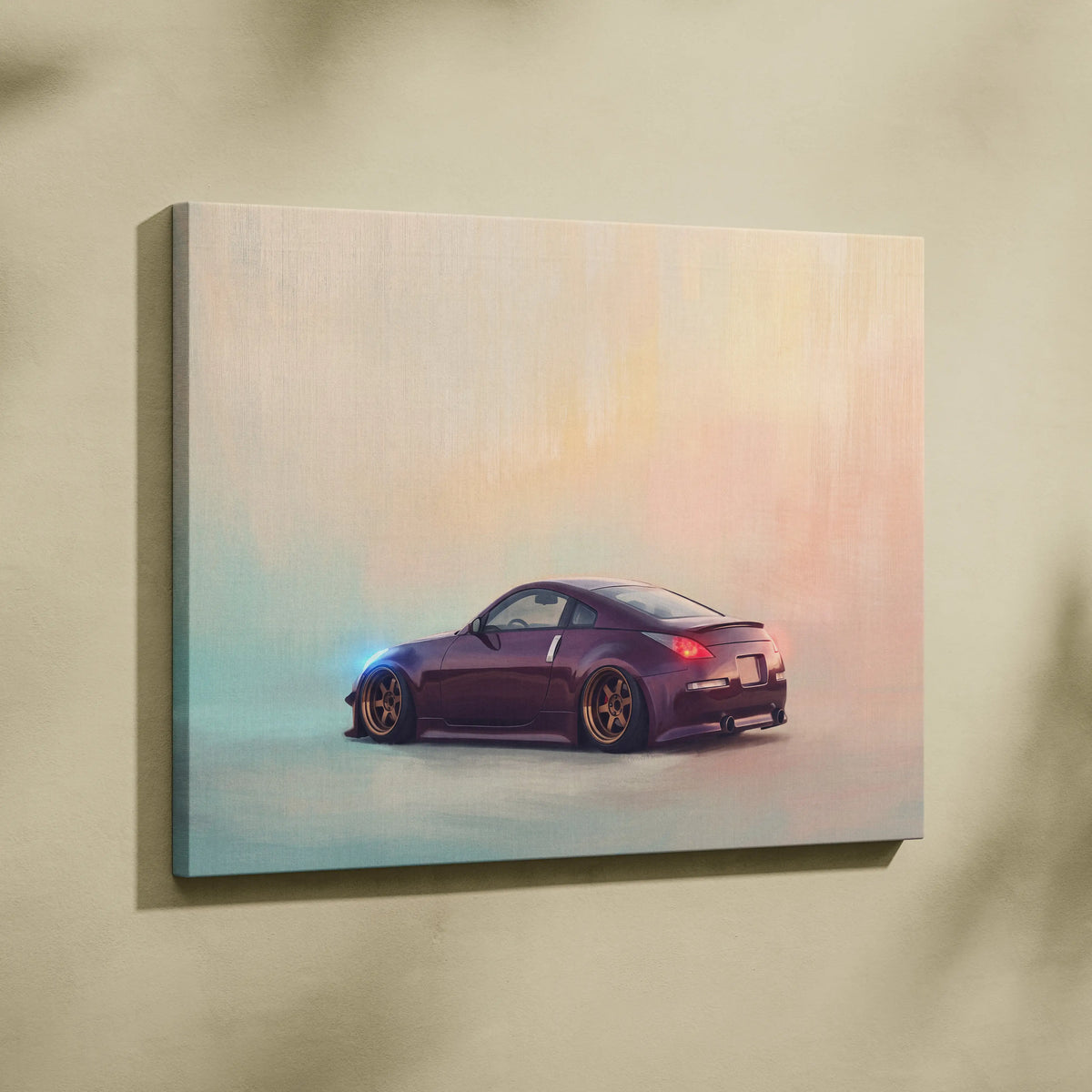 Nissan 350Z Inspired Canvas Print, Japanese Sports Car Wall Art for Bedroom Decor