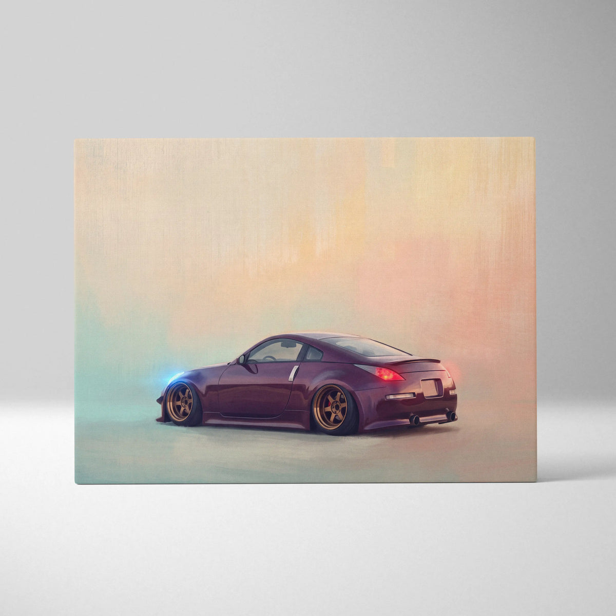 Nissan 350Z Inspired Canvas Print, Japanese Sports Car Wall Art for Bedroom Decor